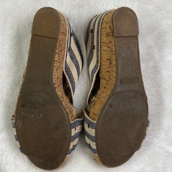 Crown Vintage Delight Criss Cross Striped Cork Wedge Platform Sandal, Sz 7.5 - Picture 12 of 12